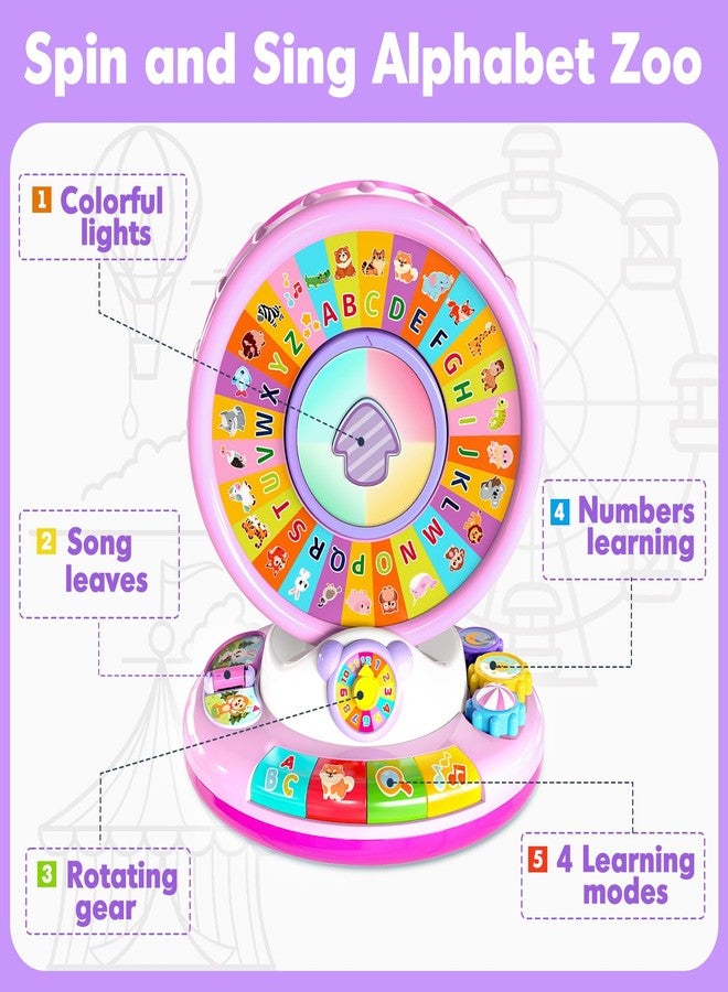 Aigybobo Toys for 1 2 3 Years Old Boys Girls, Musical Spin & Sing Alphabet Zoo with Lights & Sounds, Learning Educational Toys for Toddler 1-3, Christmas Birthday Gifts for Baby Kids Age 6-9-12-18 Months - Image 2